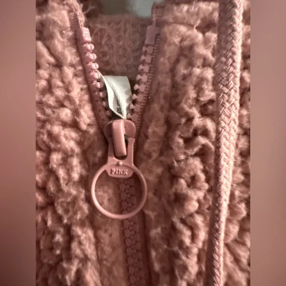 Pink Victorias Secret Two Tone Pink Sherpa Zip Up Jacket Like New Size XL - Picture 2 of 5